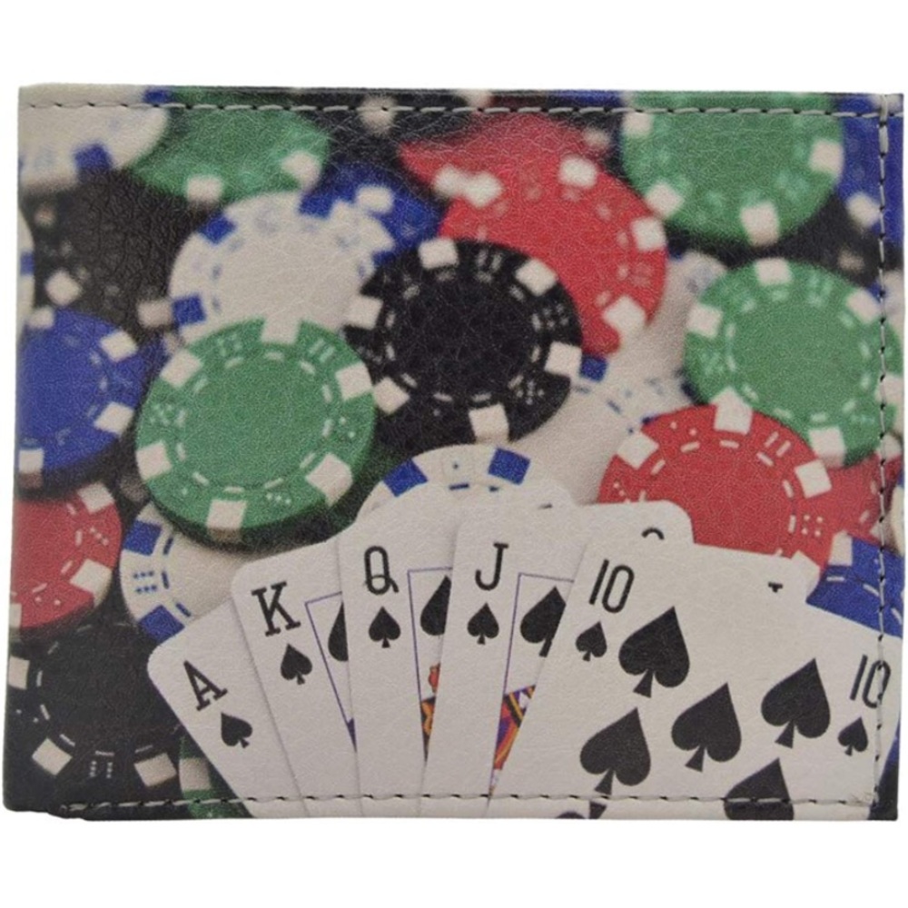 Leather Bi-fold Playing Cards & Poker Chips Wallet  Men Wallet